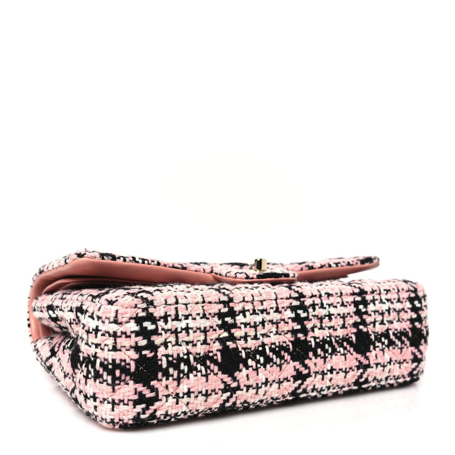 Chanel Tweed Quilted Medium Rectangular Flap Pink Black White 4 of 10