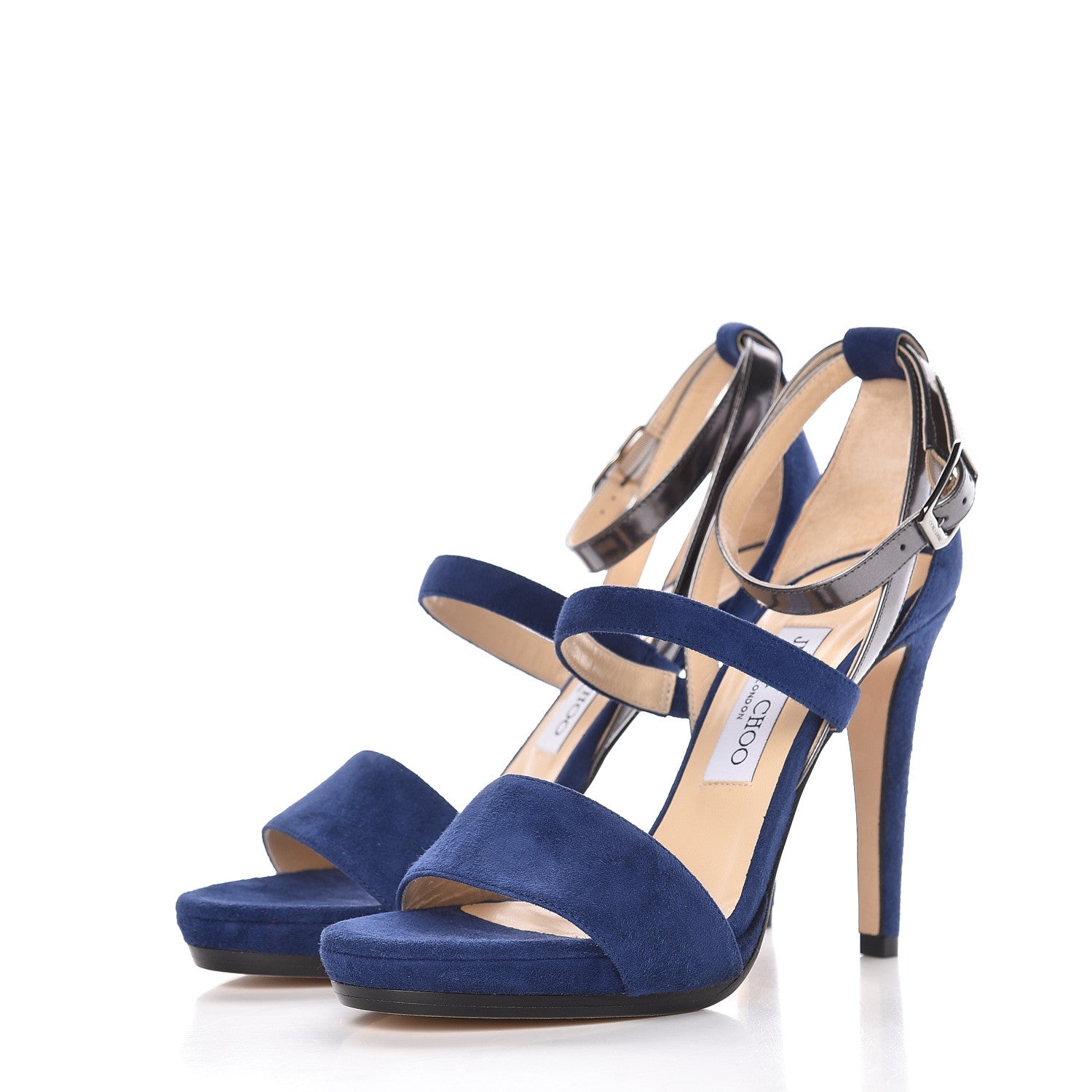 Jimmy Choo Suede Dose Sandals 38.5 Cosmo Asphalt 3 of 11