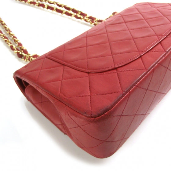 Lambskin Quilted Small Double Flap Red
