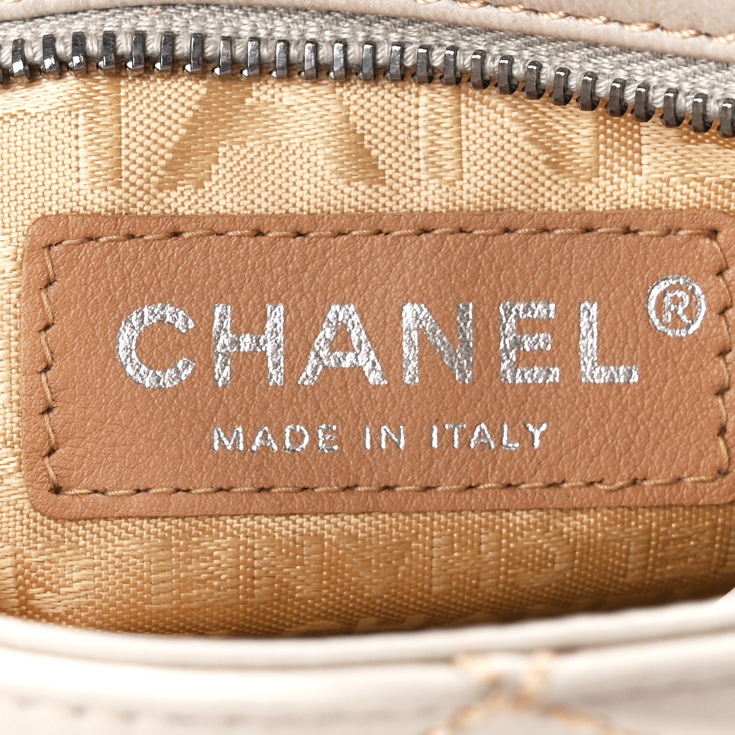 Lambskin Surpique Stitch Pochette Beige
