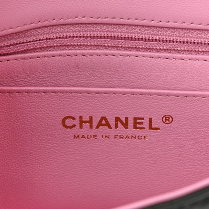 Chanel Lambskin Quilted Bi-Color Mini Top Handle Rectangular Flap Black Lilac 6 of 10