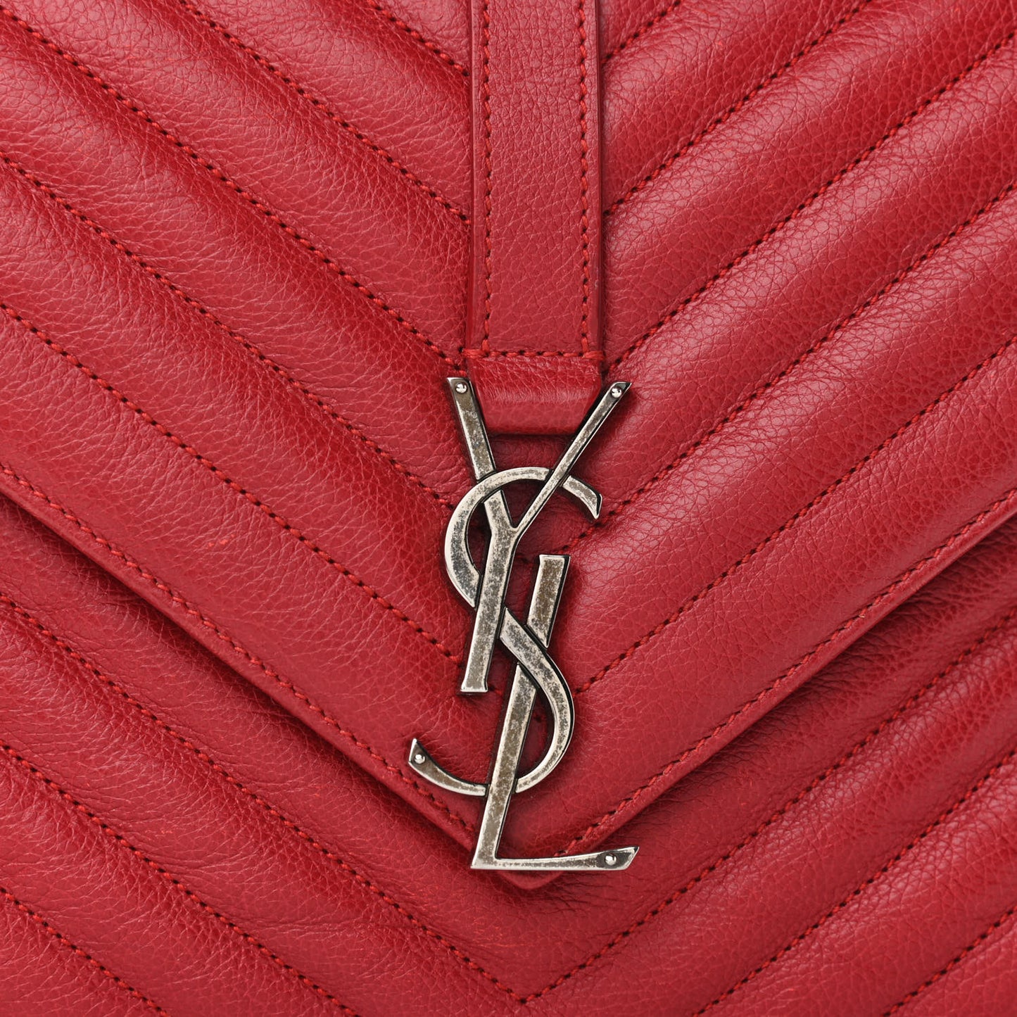 Sheepskin Matelasse Chevron Monogram Medium College Bag Rouge