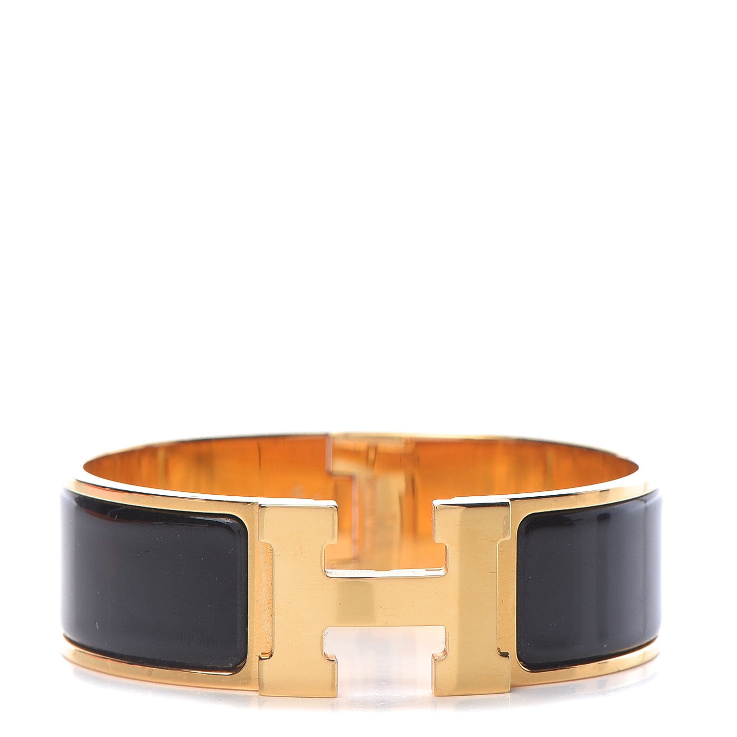 Hermes Enamel Wide Clic Clac H Bracelet GM Black 1 of 6