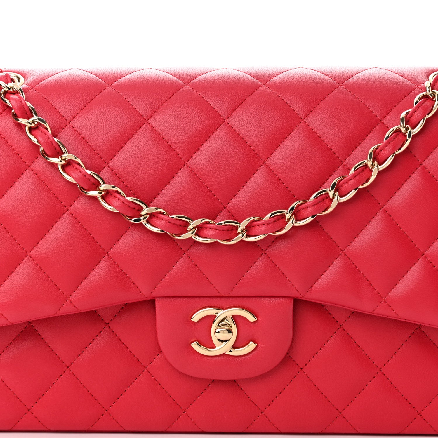 Chanel Lambskin Quilted Jumbo Double Flap Red 7 of 11