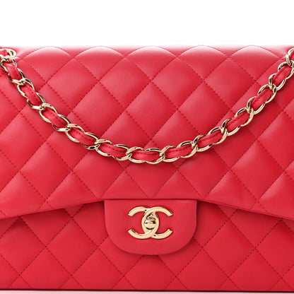 Chanel Lambskin Quilted Jumbo Double Flap Red 7 of 11