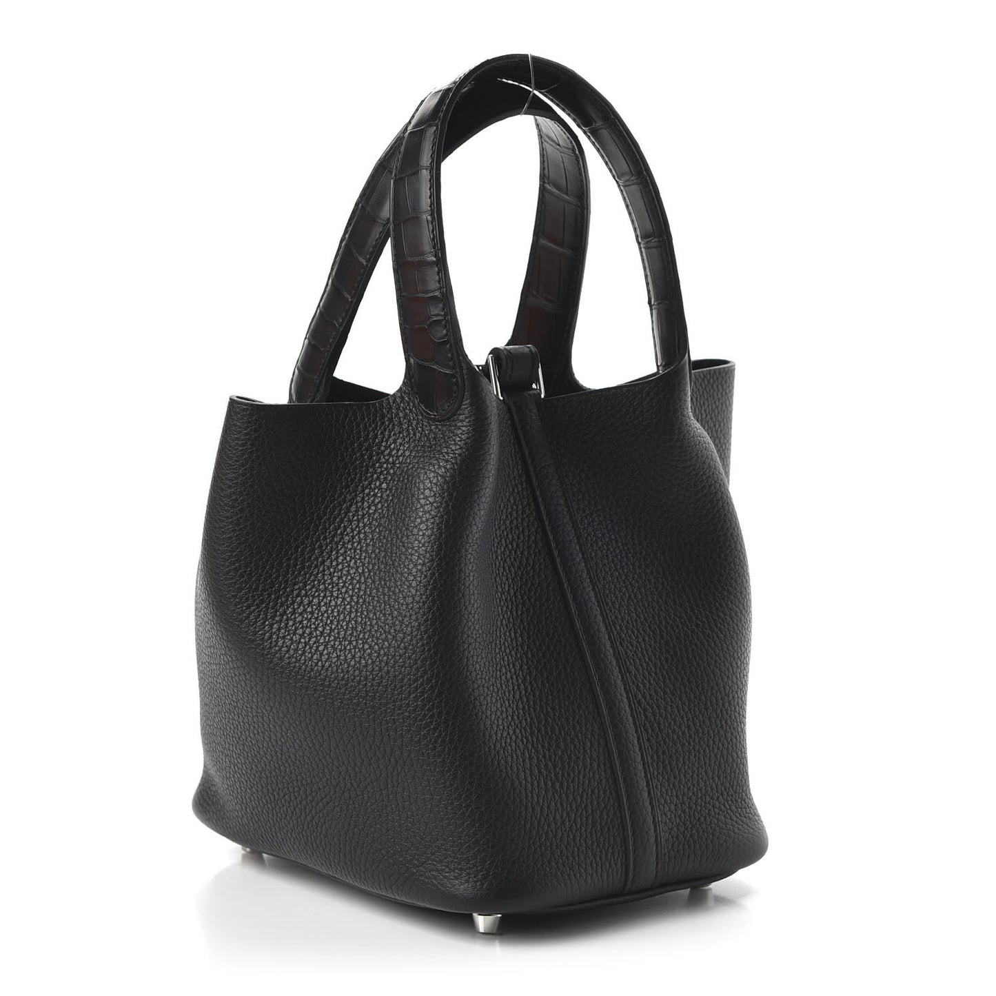 Taurillon Clemence Matte Alligator Picotin Lock Touch 18 PM Black