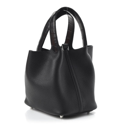 Hermes Taurillon Clemence Matte Alligator Picotin Lock Touch 18 PM Black 3 of 11
