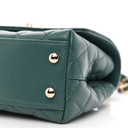Chanel Caviar Quilted Extra Mini Coco Handle Flap Green 10 of 11