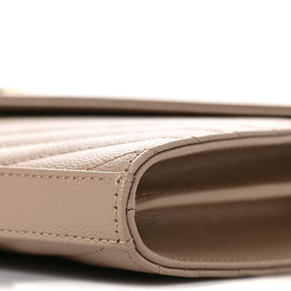 Saint Laurent Grain De Poudre Matelasse Chevron Monogram Chain Wallet Fard 8 of 9