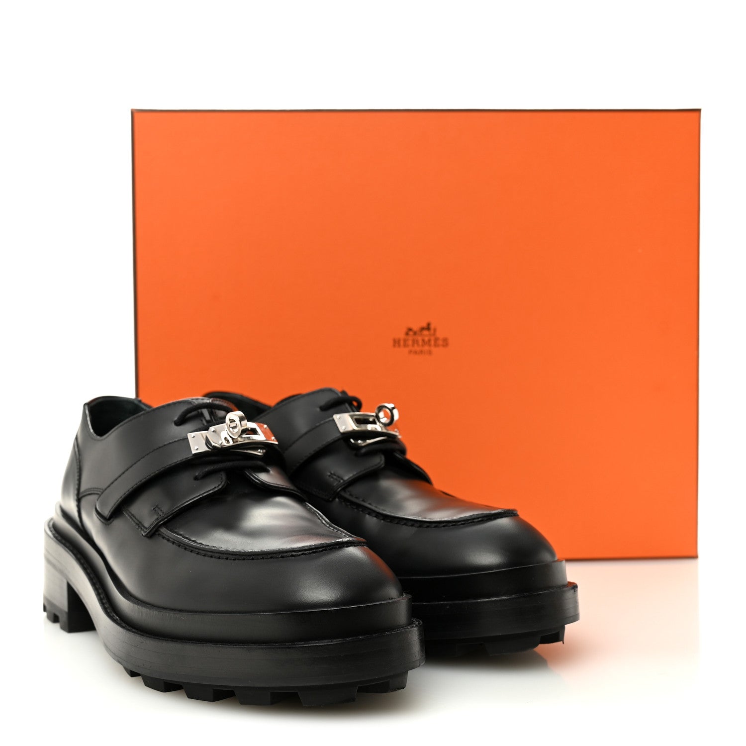 Hermes Glossed Calfskin First Oxford 38 Black 10 of 10