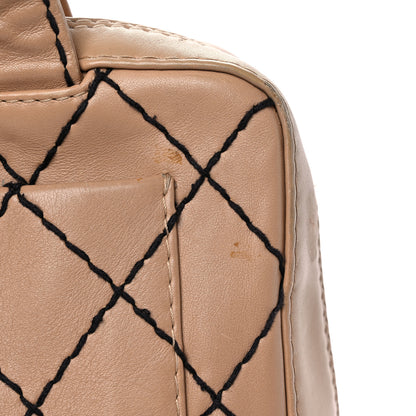 Chanel Calfskin Wild Stitch Vertical Top Handle Bag Beige 25 of 36