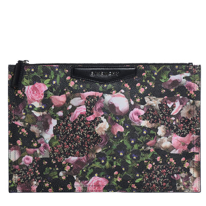 Givenchy Coated Canvas Roses Camouflage Print Medium Antigona Zip Pouch Black 1 of 9