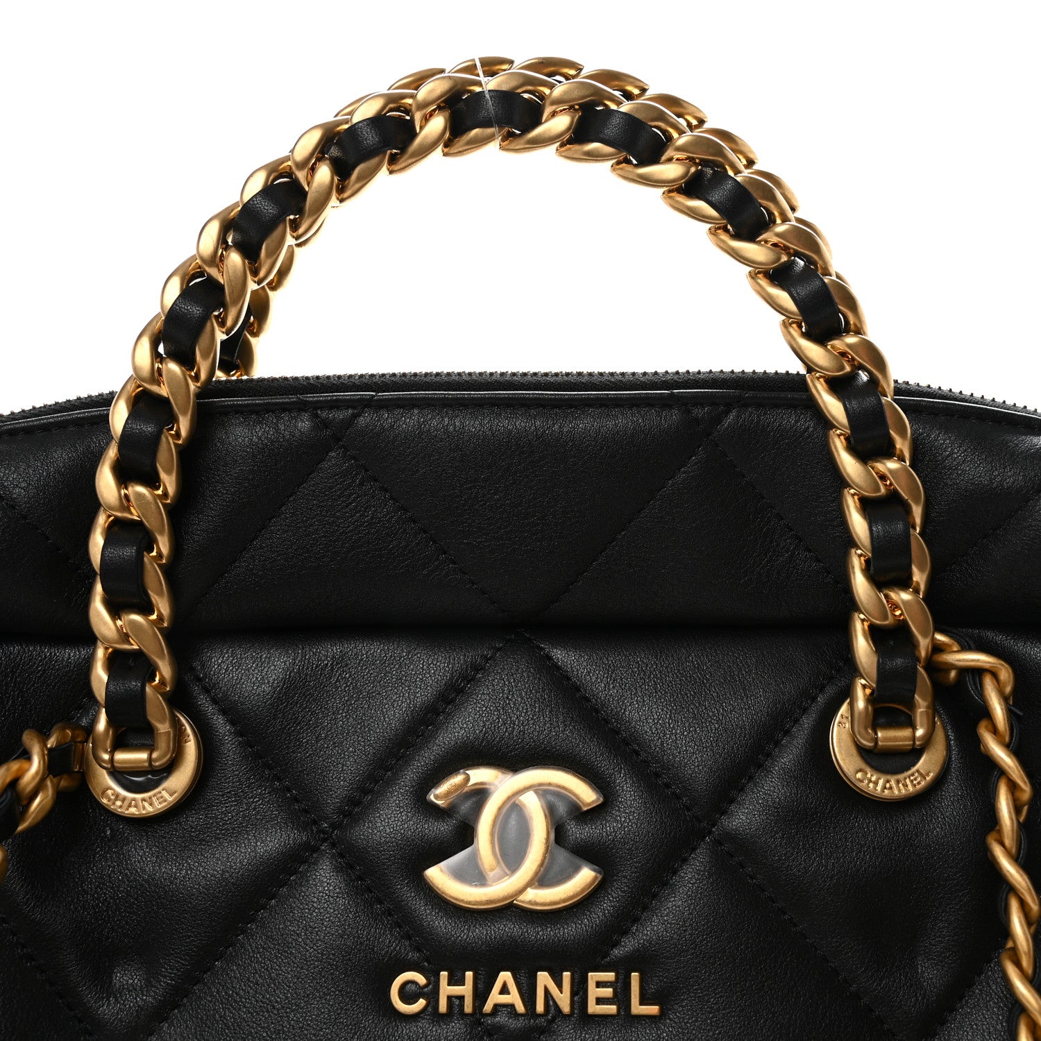 Chanel Calfskin Quilted Maxi Travel Bowling Bag Black 8 of 10