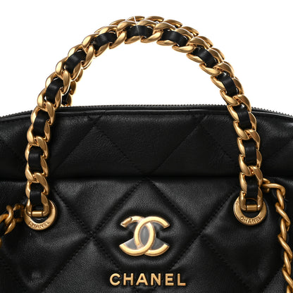 Chanel Calfskin Quilted Maxi Travel Bowling Bag Black 8 of 10