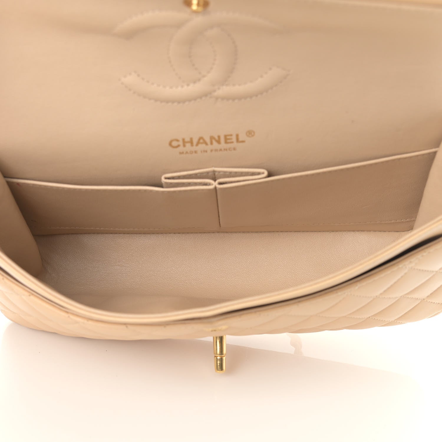 Chanel Lambskin Quilted Medium Double Flap Beige 4 of 18