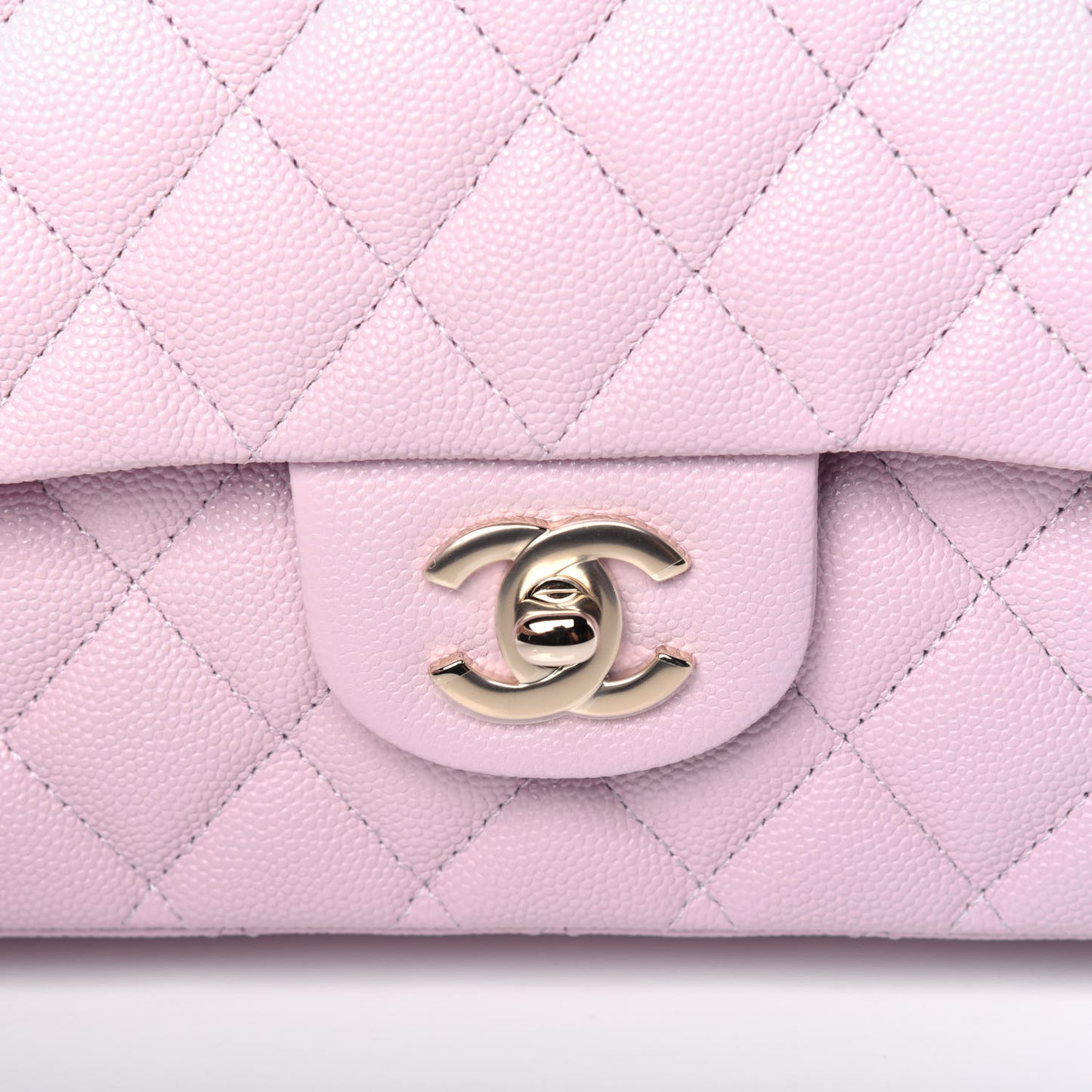 Caviar Quilted Medium Double Flap Light Pink