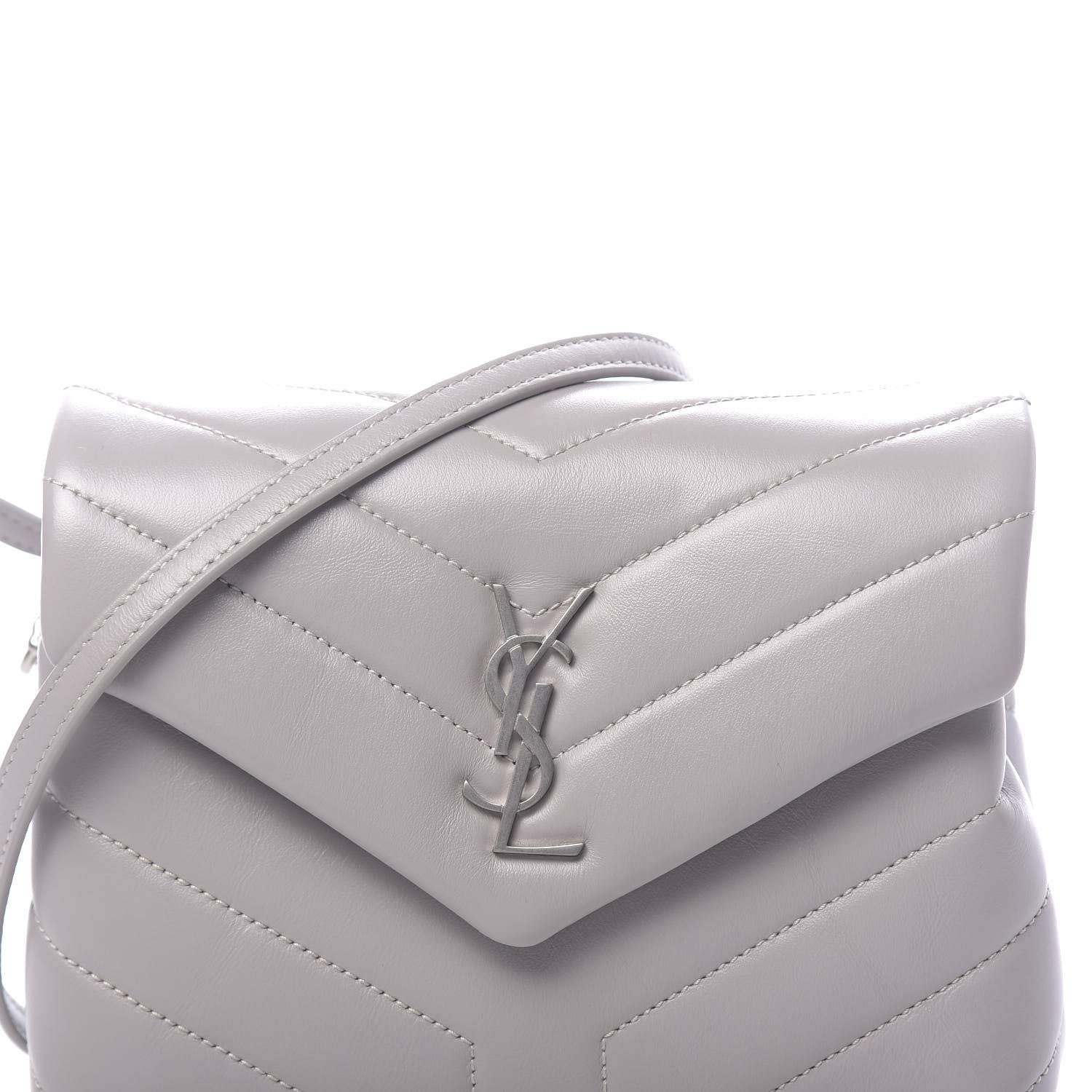 Saint Laurent Calfskin Y Quilted Monogram Toy Loulou Satchel Granite 7 of 10