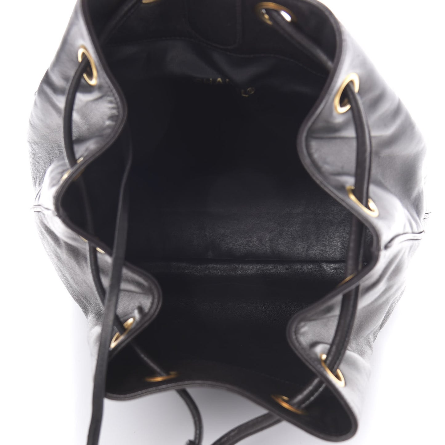 Lambskin CC Drawstring Backpack Black