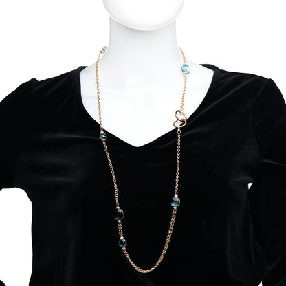 Pomellato 18K Rose Gold Diamond Blue Topaz Nudo Sautoir Necklace 2 of 5