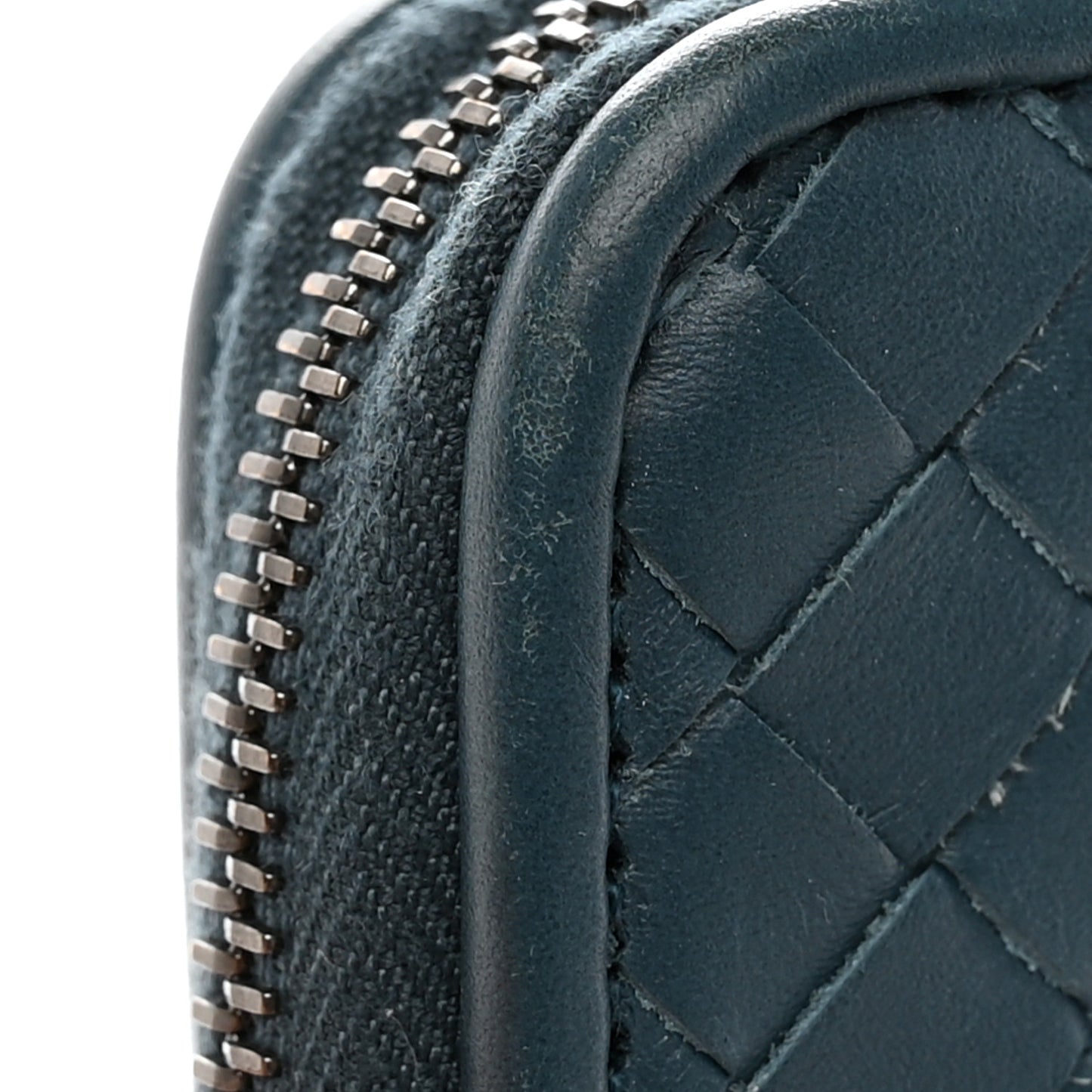 Nappa Intrecciato Zip Around Wallet Blue