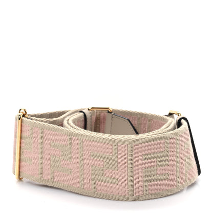 Fendi Jacquard Ribbon Vitello King FF Bi-Color Intreccio Adjustable Strap You Corda Rosa 2 of 4