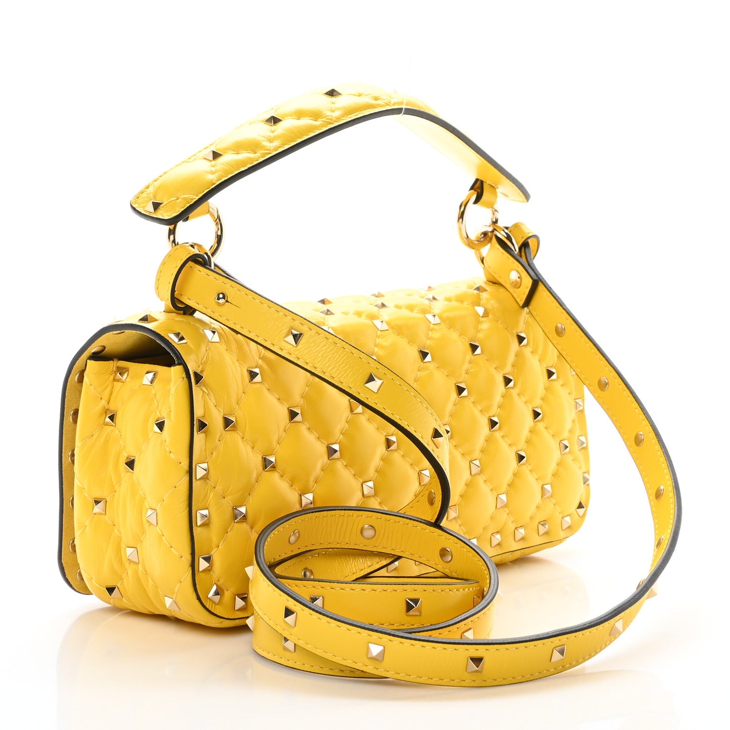 Nappa Small Rockstud Spike Shoulder Bag Yellow