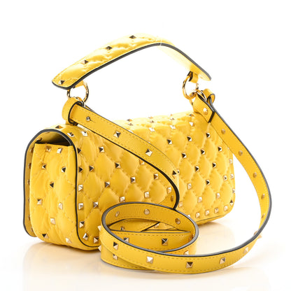 Valentino Garavani Nappa Small Rockstud Spike Shoulder Bag Yellow 3 of 9