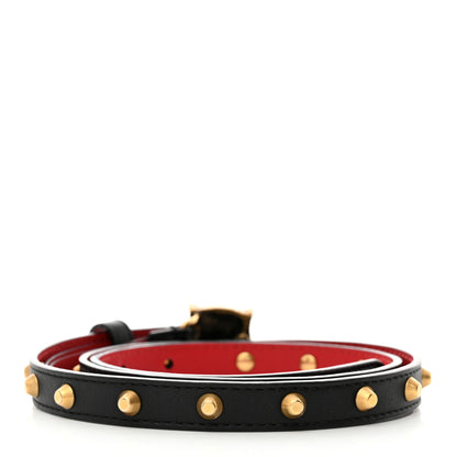 Gucci Calfskin Skinny Studded Feline Belt 80 32 Black Red 2 of 7