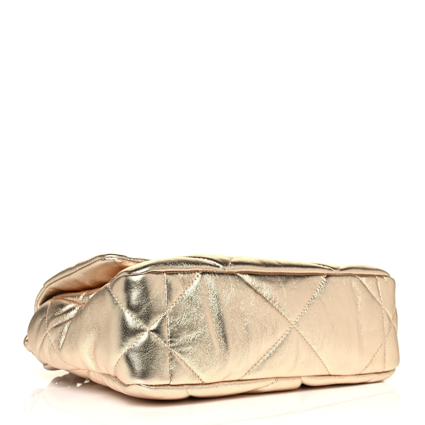 Metallic Goatskin Quilted Medium Chanel 19 Flap Gold