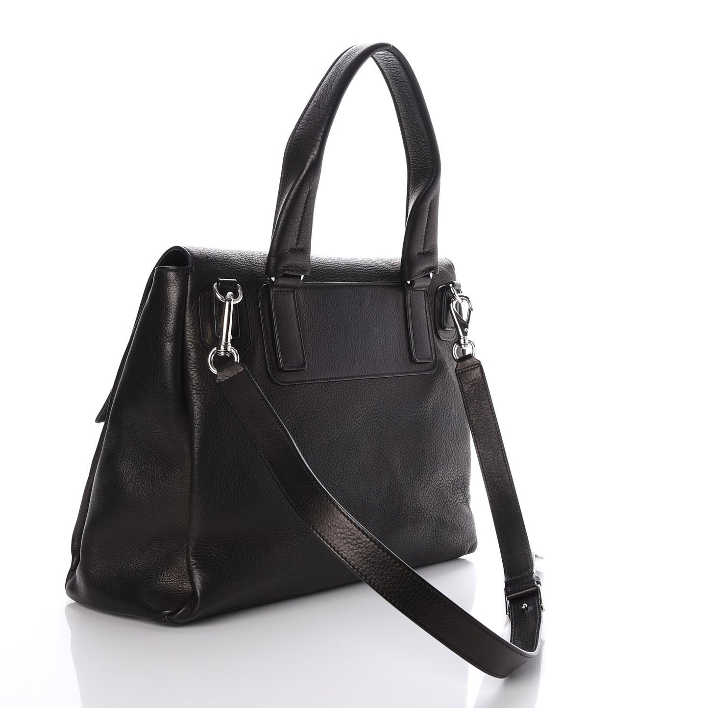 Grained Calfskin Medium Pandora Pure Flap Bag Black