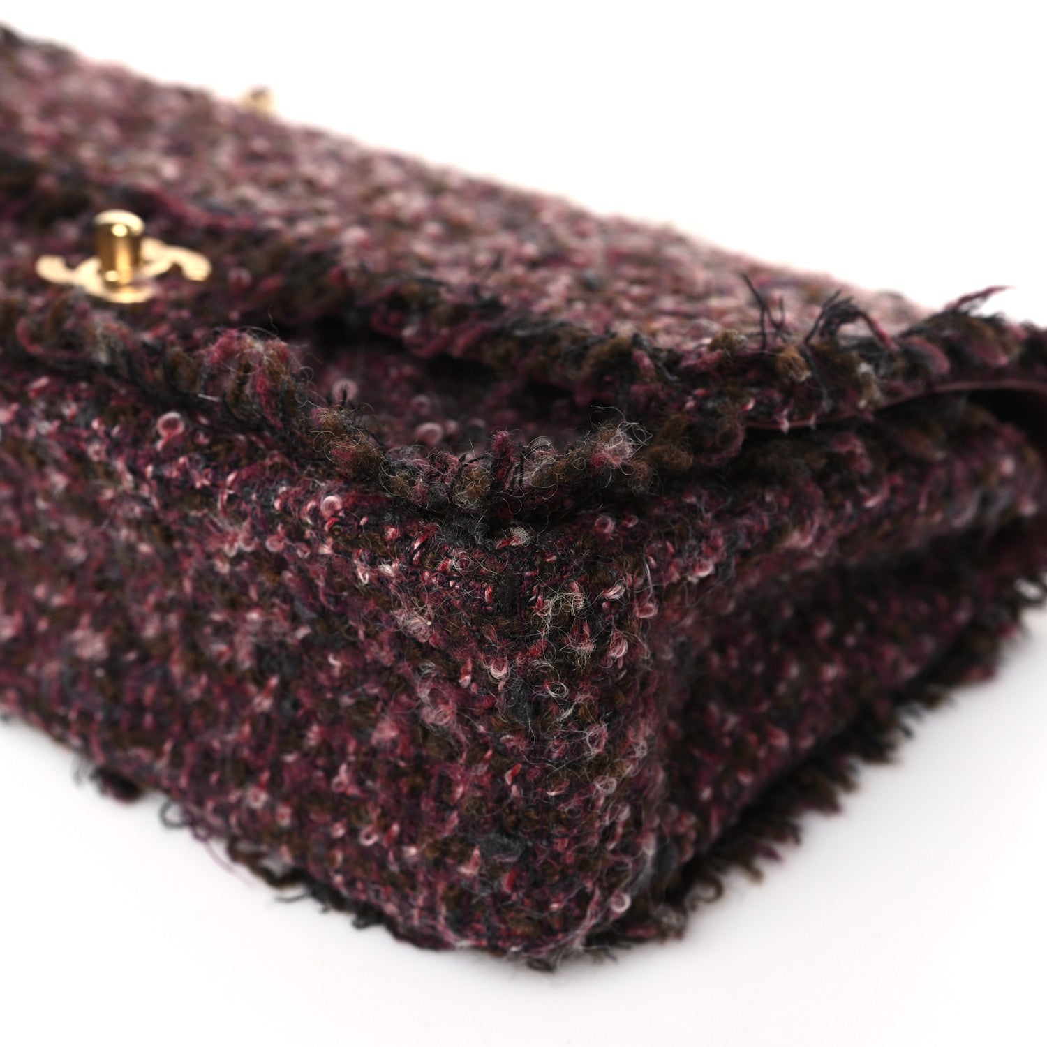 Chanel Tweed Quilted Medium Double Flap Purple 8 of 9