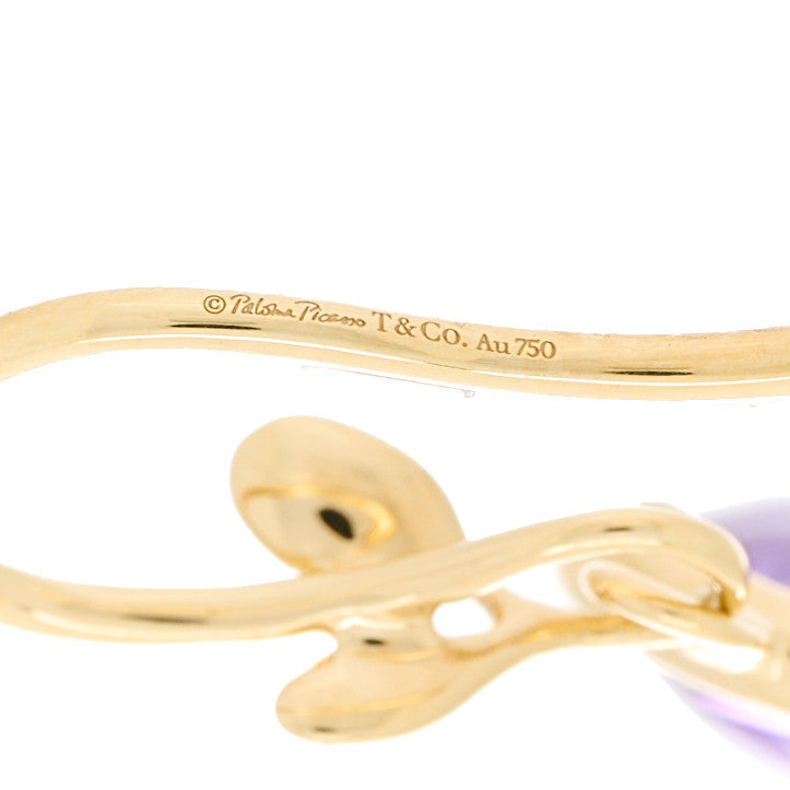 18K Yellow Gold Amethyst Paloma Picasso Olive Leaf Drop Earrings