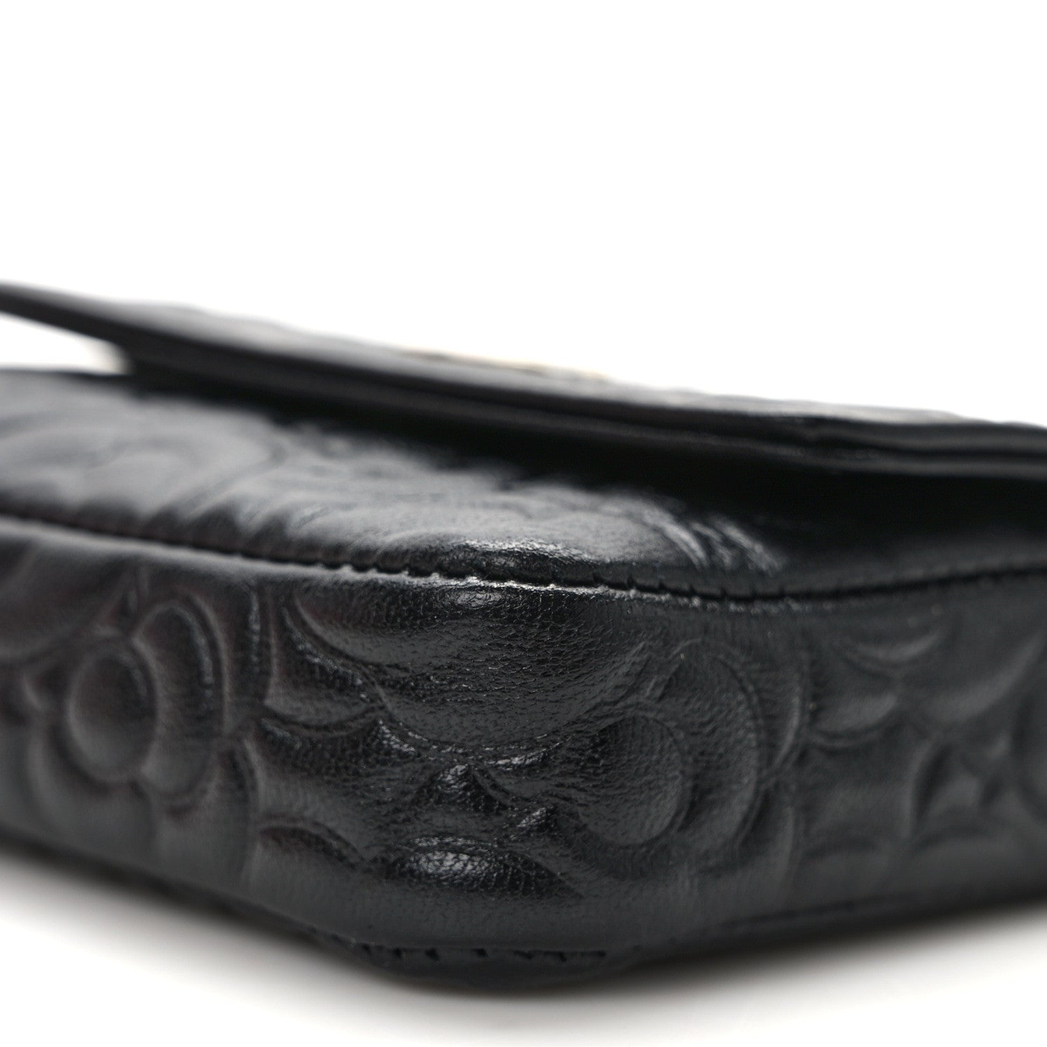Chanel Lambskin Camellia Embossed Chain Belt Bag Black 11 of 11