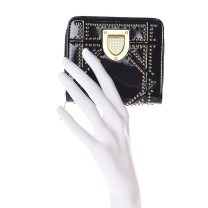 Christian Dior Patent Studded Diorama Small Wallet Black 2 of 10