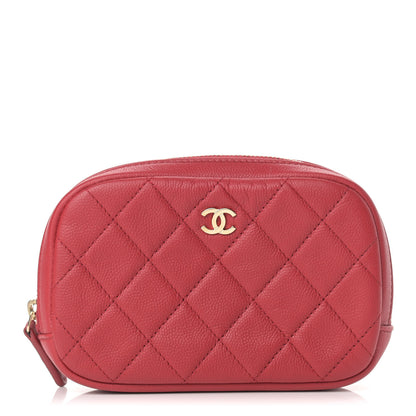 Chanel Caviar Quilted Small Curvy Pouch Cosmetic Case Dark Red 1 of 8