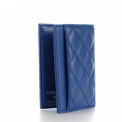 Chanel Lambskin Quilted Card Holder Wallet Dark Blue 3 of 7