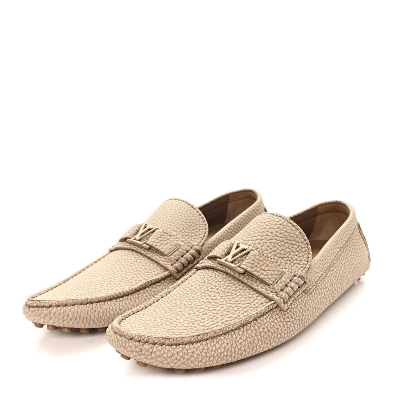 Louis Vuitton Taiga Mens Hockenheim Moccasin Loafers 9 Beige 4 of 9