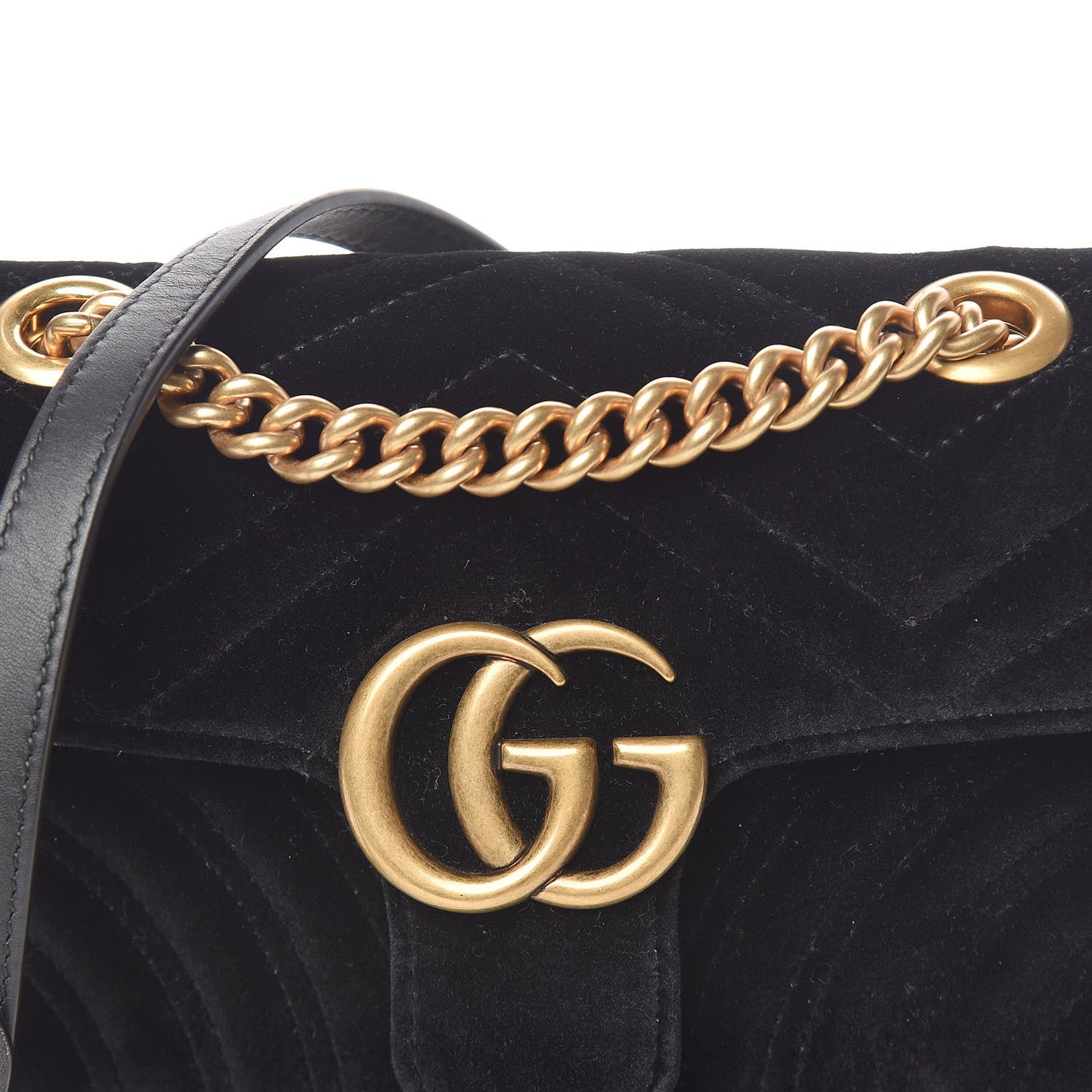 Velvet Matelasse Mini GG Marmont Shoulder Bag Black