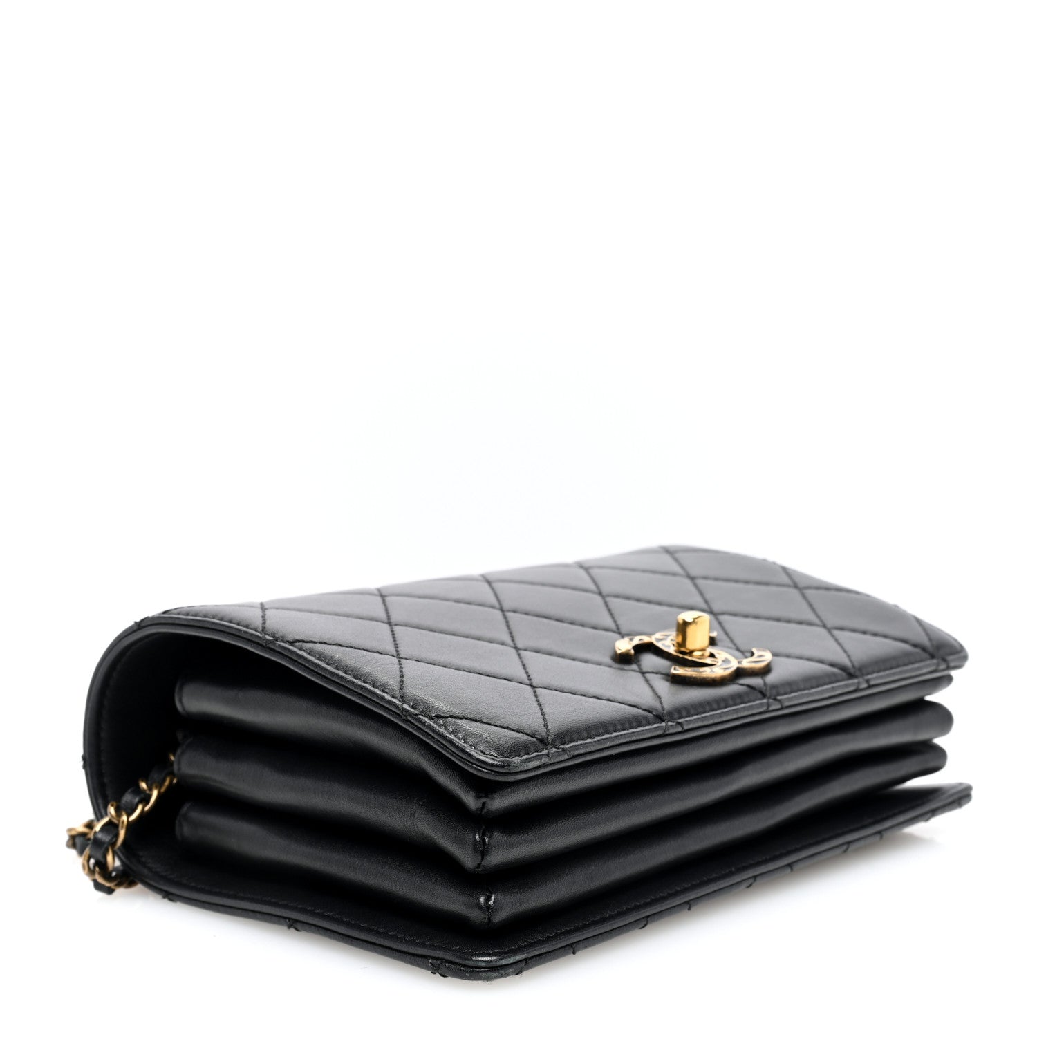 Chanel Metal Calfskin Quilted Top Handle Flap Black 4 of 10