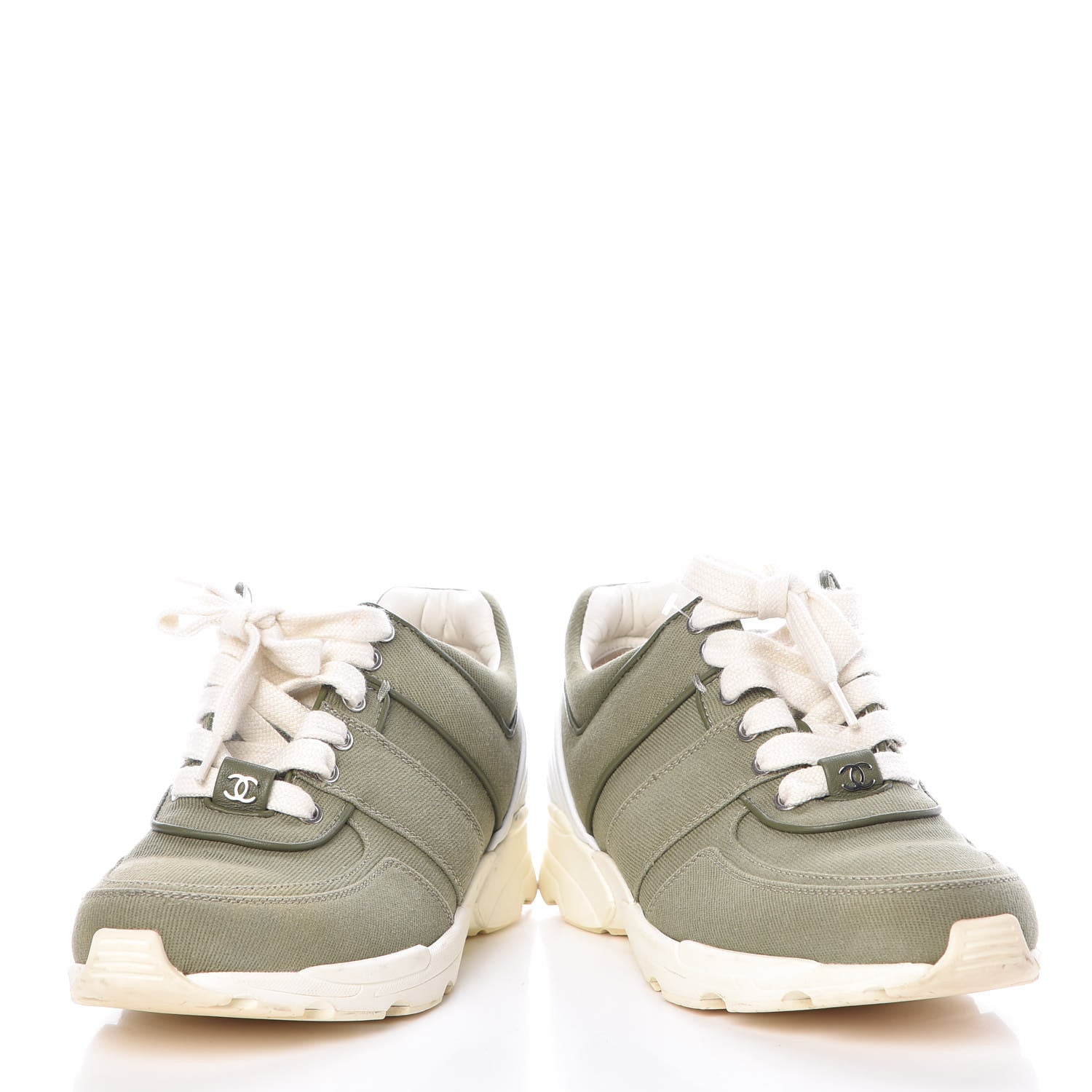 Chanel Fabric CC Sneakers 37.5 Khaki 6 of 11