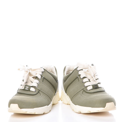 Chanel Fabric CC Sneakers 37.5 Khaki 6 of 11