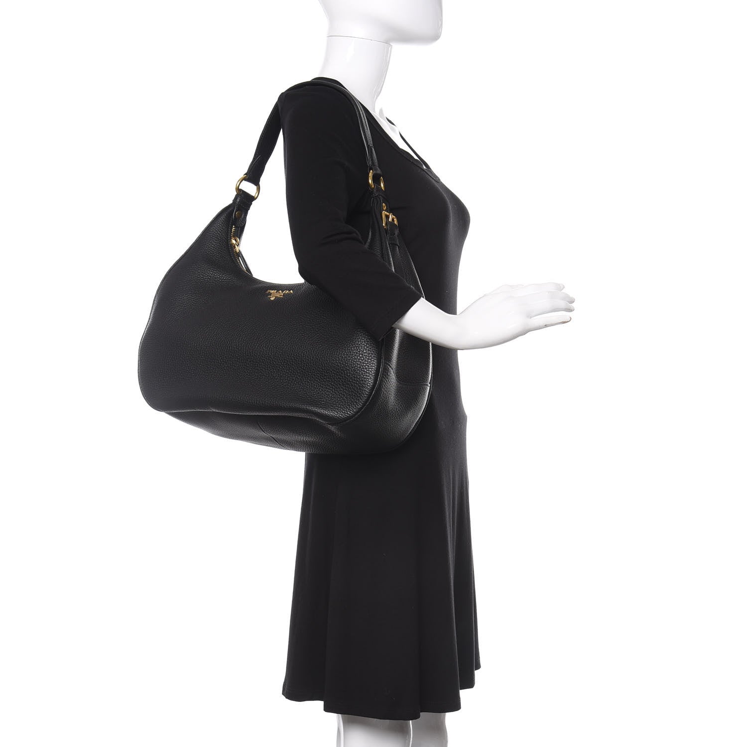 Prada Vitello Daino Hobo Black 2 of 9