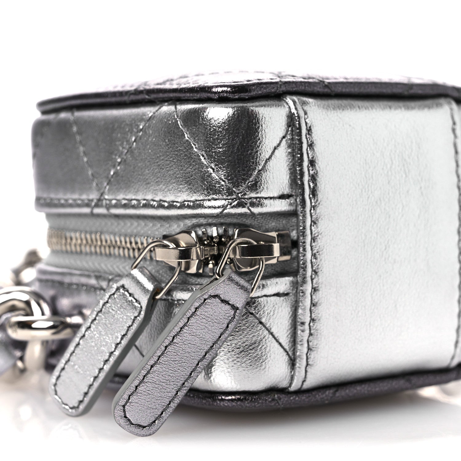 Chanel Gradient Metallic Lambskin Quilted Coco Punk Cube Clutch With Chain Silver Black 9 of 12
