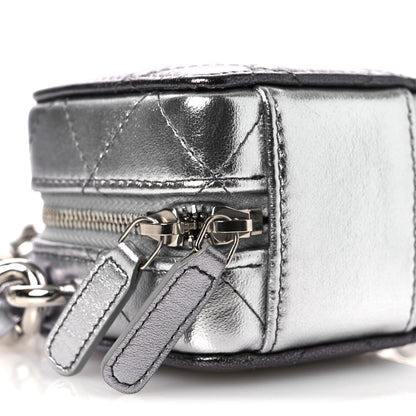 Chanel Gradient Metallic Lambskin Quilted Coco Punk Cube Clutch With Chain Silver Black 9 of 12