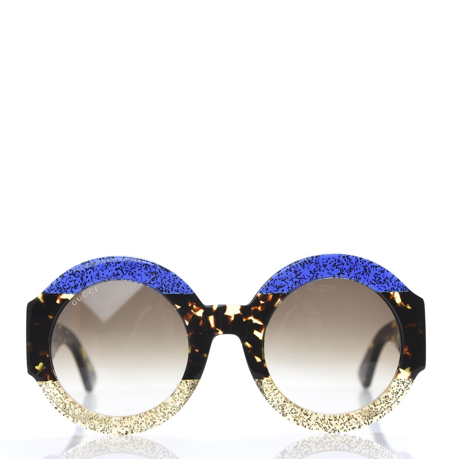 Gucci Acetate Round GG0084S Sunglasses Glitter Blue Multi 2 of 6