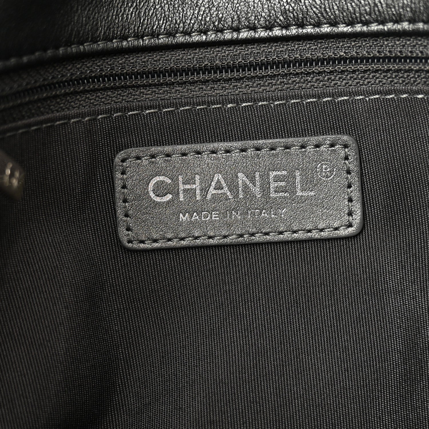 Chanel Metallic Chevron Quilted Space Suit Flap Dark Grey 6 of 11