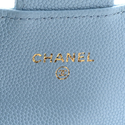 Chanel Caviar Quilted Flap Card Holder Wallet Light Blue 6 of 9
