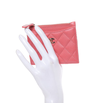 Chanel Caviar Quilted CC Zip Card Holder Pink 2 of 8