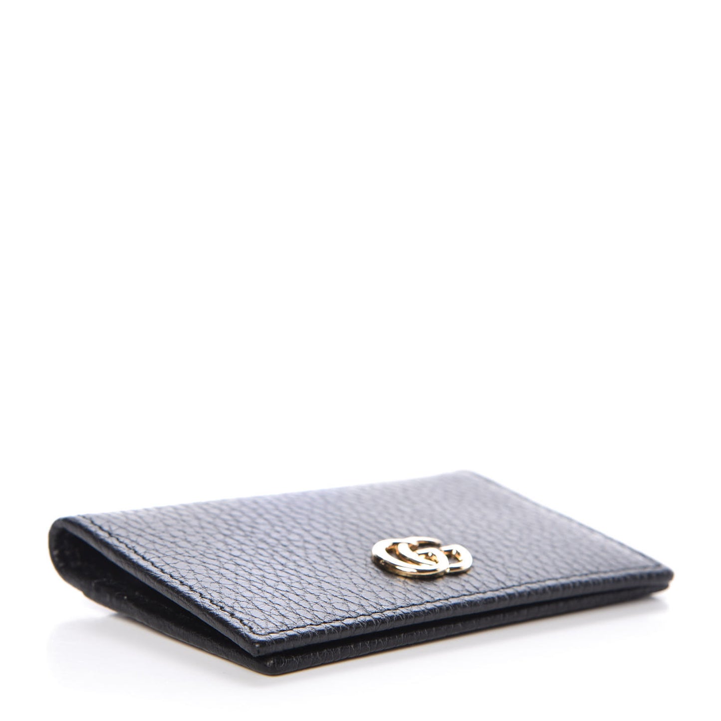 Pebbled Calfskin GG Marmont Card Case Black