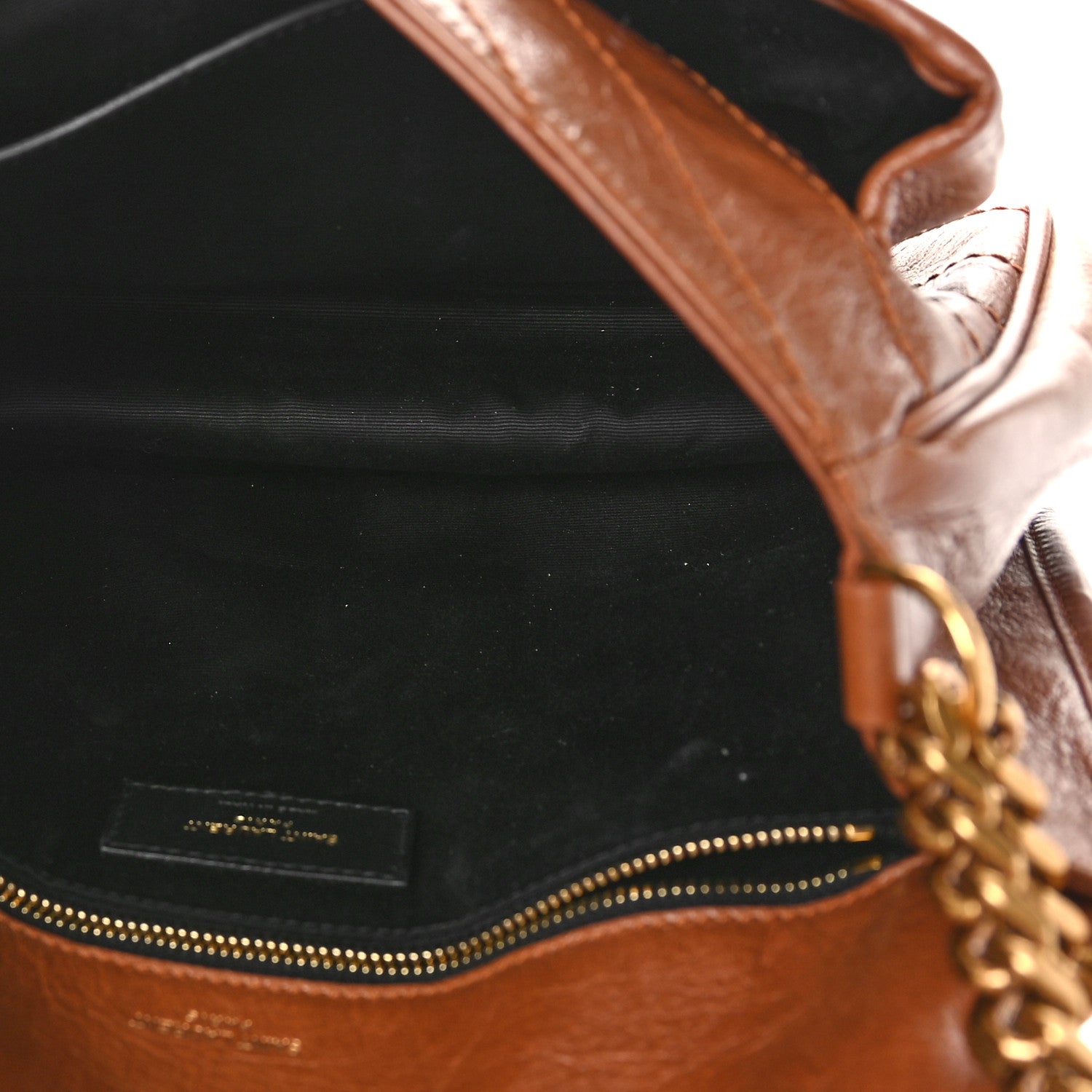 Saint Laurent Crinkled Calfskin Matelasse Monogram Medium Niki Chain Satchel Caramel 5 of 9